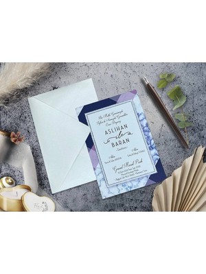Düğün, Nikah, Nişan, Kına Davetiyesi (100 Adet)
