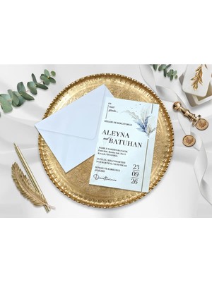 Düğün, Nikah, Nişan, Kına Davetiyesi (100 Adet)