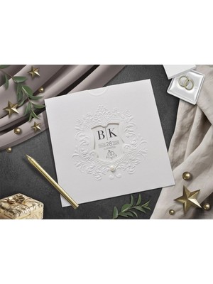 Kabartmalı Düğün, Nikah, Nişan, Kına Davetiyesi (100 Adet)