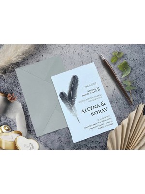 Düğün, Nikah, Nişan, Kına Davetiyesi (100 Adet)
