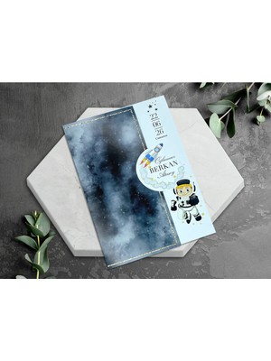 Astronot Desenli Sünnet Davetiyesi (100 Adet)