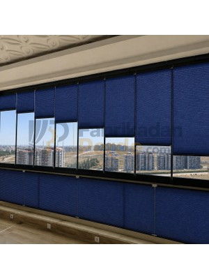 Fabrikadan Perde Esperanza Plise Perde Lacivert 40 x 120 cm Cam Balkon
