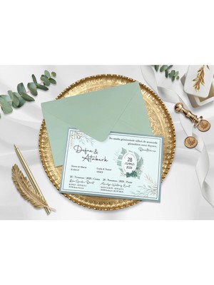 Düğün, Nikah, Nişan, Kına Davetiyesi (100 Adet)