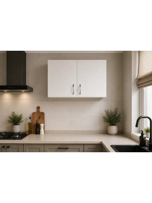 T Designo Ate Mutfak Üst Modül  Çok Amaçlı Dolap 80 cm Beyaz
