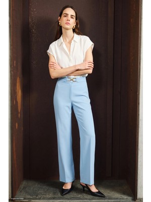 Sateen Aksesuar Detaylı Pantolon - Bebe Mavi