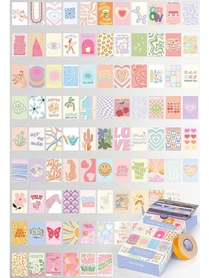 Guguk Danish Pastel Temalı 90 Adet Duvar Poster Seti, Özel Tasarım Kutulu, Oda Dekoru (GGK-K014)