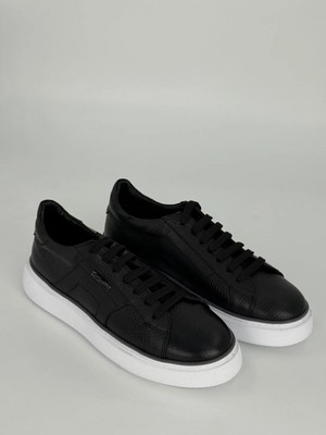 Pierre Cardin Erkek Siyah Floater Hakiki Deri Platform Taban Sneaker Günlük Spor Ayakkabı