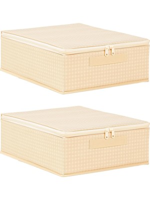 Home Wave 2'li Bej Pötikare Destekli Kutu Hurç Set 31 x 38 x 12 cm
