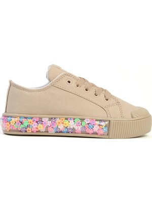Benetton ® | Candy Flower Bej Çocuk Spor Ayakkabı BN-32126
