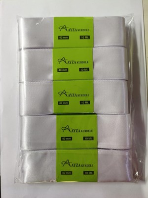 Ayza Kurdele - Beyaz Saten Kurdele 4 cm 5X10 Metre (1 Paket)