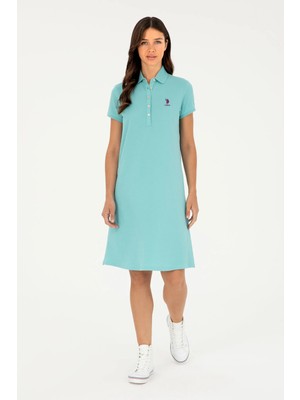 U.S. Polo Assn. Kadın Mint Polo Yaka Mini Boy Örme Elbise 50280038-VR090