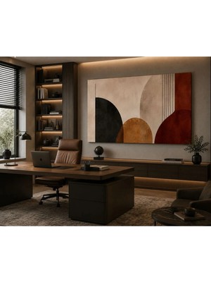 Sennight Kanvas Tablo Modern Geometrik Soyut, Bordo Kiremit Siyah Tonlu, Çerçevesiz Premium Duvar Dekoru; Salon, Ofis ve Yatak Odası Için Büyük Dekoratif Tablo