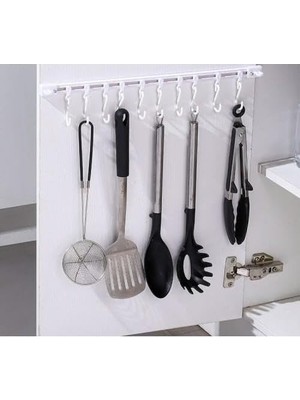 3b Trend Ayarlanabilir Kendinden Yapışkanlı 10 Kancalı 40 cm Pratik Askı Mutfak Banyo Takı Ask