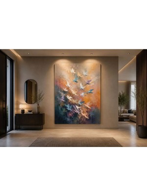 Sennight Kanvas Tablo Uçuşun Işığı Soyut Kuşlar Pastel Tonlarda Modern Duvar Dekoru