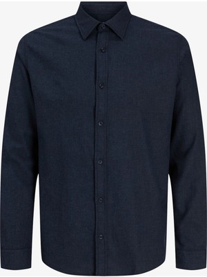 Jack & Jones Erkek Gömlek Uzun Kollu Melanj Dokulu Klasik Spor Düğmeli Regular Fit Günlük Mevsimlik Rahat 12299869