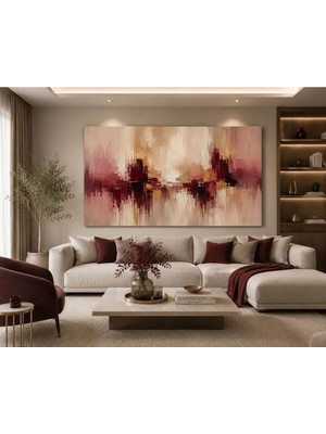 Sennight Kanvas Tablo Bordo Elegance Soyut – Krem, Bej ve Bordo Tonlu Dokulu Modern Duvar Tablosu; Salon, Yatak Odası, Ofis