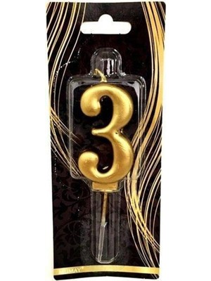 Düvenci Ticaret 3 Yaş Gold Rakam Mum, Pasta Süslemesi