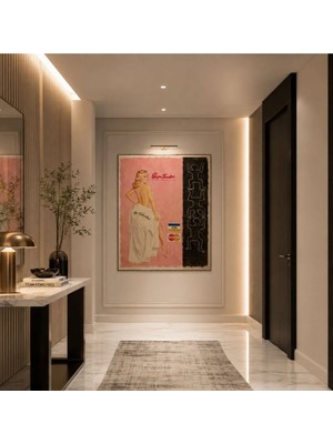 Sennight Kanvas Tablo Pembe Retro Kadın - Vintage Pop Art Fashion Duvar Dekoru, Modern Chic Salon, Yatak Odası ve Antre