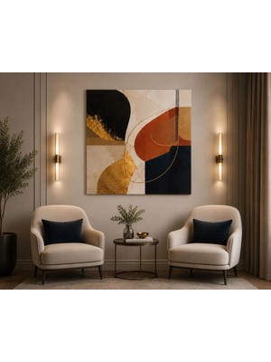 Sennight Kanvas Tablo Siyah Kiremit Gold Soyut Geometrik Modern Minimalist Duvar Dekoru Salon Antre Yatak Odası Dekoratif Tablo
