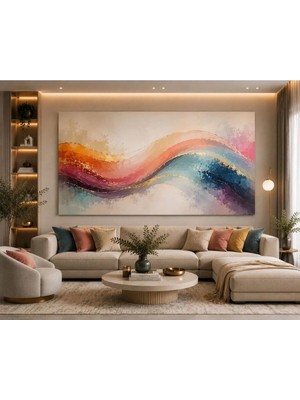 Sennight Kanvas Tablo Renk Senfonisi Soyut – Turuncu, Mavi, Mor ve Pembe Tonlarda Modern Duvar Dekoru; Salon, Ofis, Çalışma Odası ve Genç Yaşam Alanları Için Enerjik Tasarım