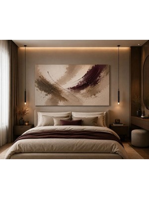 Sennight Kanvas Tablo Modern Soyut Bordo Kavisler – Bej Kahve Gold Dokulu Çerçevesiz Dekoratif Tablo, Salon Yatak Odası Ofis