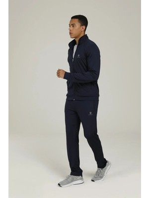 Lumberjack 101079206 2m Alex Track Suit 2fx Dik Yaka Lastikli Baskılı Lacivert Erkek Eşofman Takımı