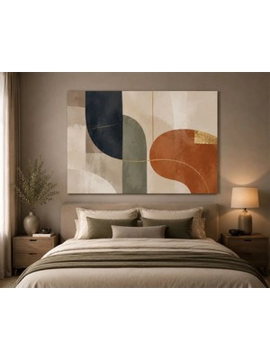 Sennight Modern Soyut Geometrik Kanvas Tablo Bej Krem Haki Lacivert Kiremit Tonları Yatay Çerçevesiz Dekoratif Tablo Salon, Yatak Odası, Antre, Dresuar Üzeri