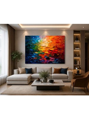 Sennight Kanvas Tablo Renk Patlaması Soyut - 3D Dokulu Modern Kanvas Duvar Dekoru