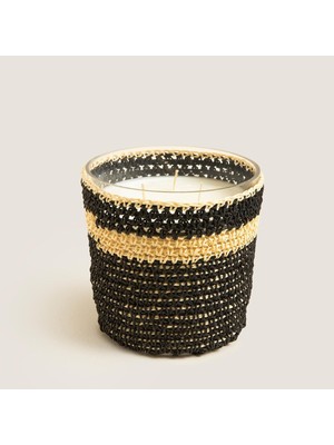 Boho Black&amp;white Tığ Işi Kokulu Mum 12X13 cm Siyah