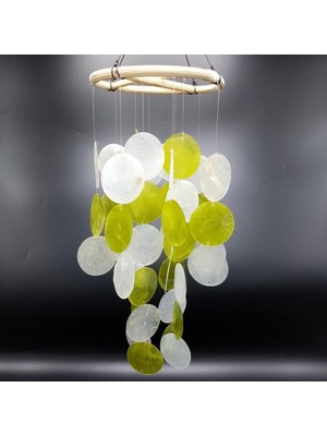 Sedef Rüzgar Çanı Marin Yeşil Beyaz 35 cm