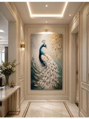 Sennight Kanvas Tablo Royal Peacock Lüks Tavus Kuşu Duvar Dekoru