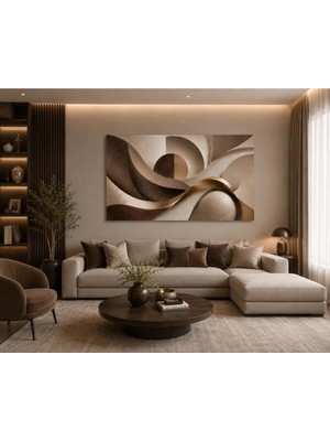 Sennight Soyut Kanvas Tablo Vizon Kahve Dalga – Modern Geometrik Duvar Dekoru