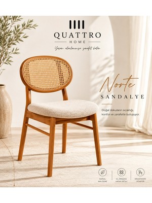 Quattro Home Norte Doğal Ahşap Hasır Sırtlı Döşemeli Sandalye