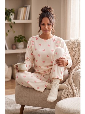 Lela Desenli Yumuşak Dokulu Uzun Kollu Pijama Takımı Kadın Pijama Takımı 6575020