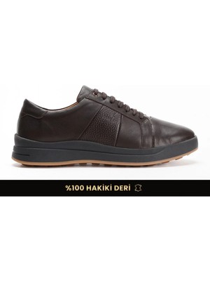 Fame Step Hakiki Deri Erkek Casual Ayakkabı Comfort Bağcıklı Ortopedik Günlük Rahat Taban Kahverengi Sneaker Verona
