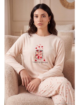 Lela Desenli Yumuşak Dokulu Uzun Kollu Pijama Takımı Kadın Pijama Takımı 65750155