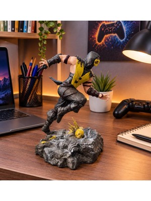 Mortal Kombat Scorpion 20 cm Figür – Akrep Ninja Savaşçı Dekoratif Aksiyon Figürü Oyuncu Odası Dekoru
