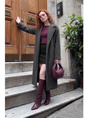 Lela Bağlamalı Kruvaze Yaka Uzun Kaban Kadın Kaban 6810428
