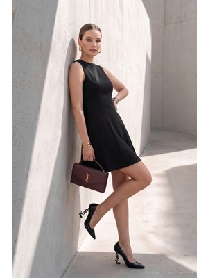 Lela A Kesim Dikiş Detaylı Mini Boy Davet Elbise Kadın Elbise 6523003