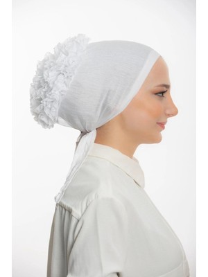 Flora Tekstil Luks Fırfırlı ( Dantelli ) Bağlamalı Bone - Önü Dikişlidir