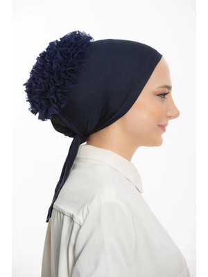Flora Tekstil Luks Fırfırlı ( Dantelli ) Bağlamalı Bone - Önü Dikişlidir