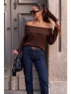Lela Oversize Fit Madonna Yaka Triko Kazak Kadın Kazak 4615216