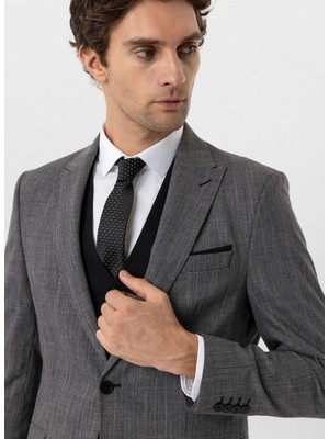 Süvari Siyah Erkek Slim Fit Desenli Takım Elbise TK1020200177