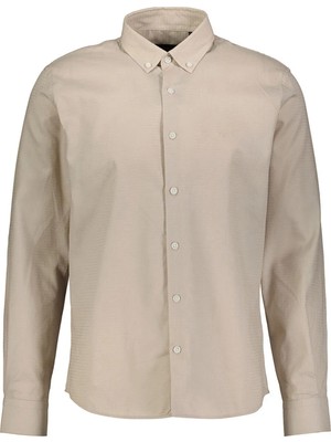 Back And Bond Ekru Erkek Düğmeli Slim Fit Armürlü Gömlek B34W20001