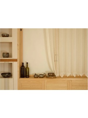Vivense Massarelli File Tül Perde, Orta Sık Pile, Krem, 250X190