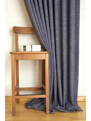 Vivense Massarelli Fon Perde Keten Lacivert 1-2,5 Orta Sık Pile 90X260