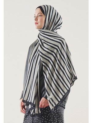 Fresh Scarfs Block Stripe Desen Rami Şal Siyah