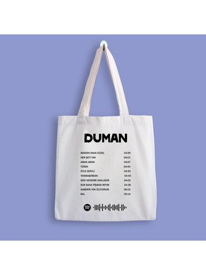 Designedfy Duman Album Receipt Baskılı Bez Çanta Şık Görünüm ve Su Geçirmez Özellikli