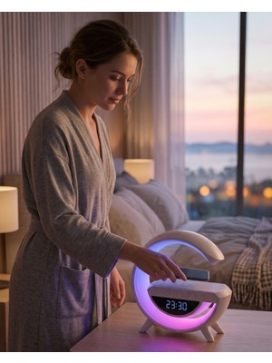 Çok Fonksiyonlu Kablosuz Şarjlı Saat Hoparlör Rgb Işık ve Alarm Özellikli - Lisinya