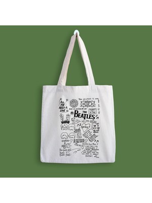 Designedfy The Beatles Baskılı Bez Çanta
